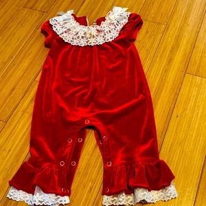 Bonnie baby romper.  6-9 months.  Worn once for family Christmas pictures.